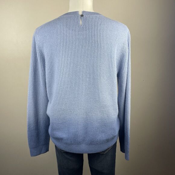 Amicale Blue Women’s L Crewneck Sweater 100 Cashmere Dip Dye  Classic Preppy - Picture 5 of 8
